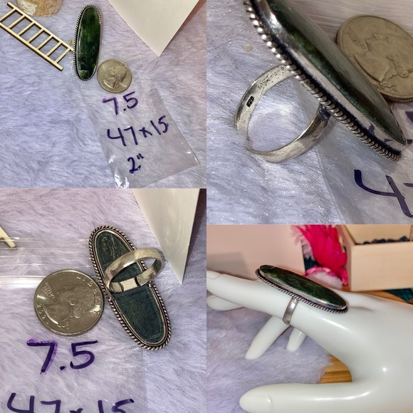 COOL!! Nephrite Jade Gemstone Chunky Handmade Ring - Picture 4 of 5